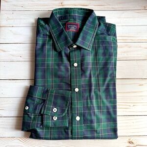 UNTUCKit Tre tartan green blue plaid Wrinkle Free shirt size Large Tall